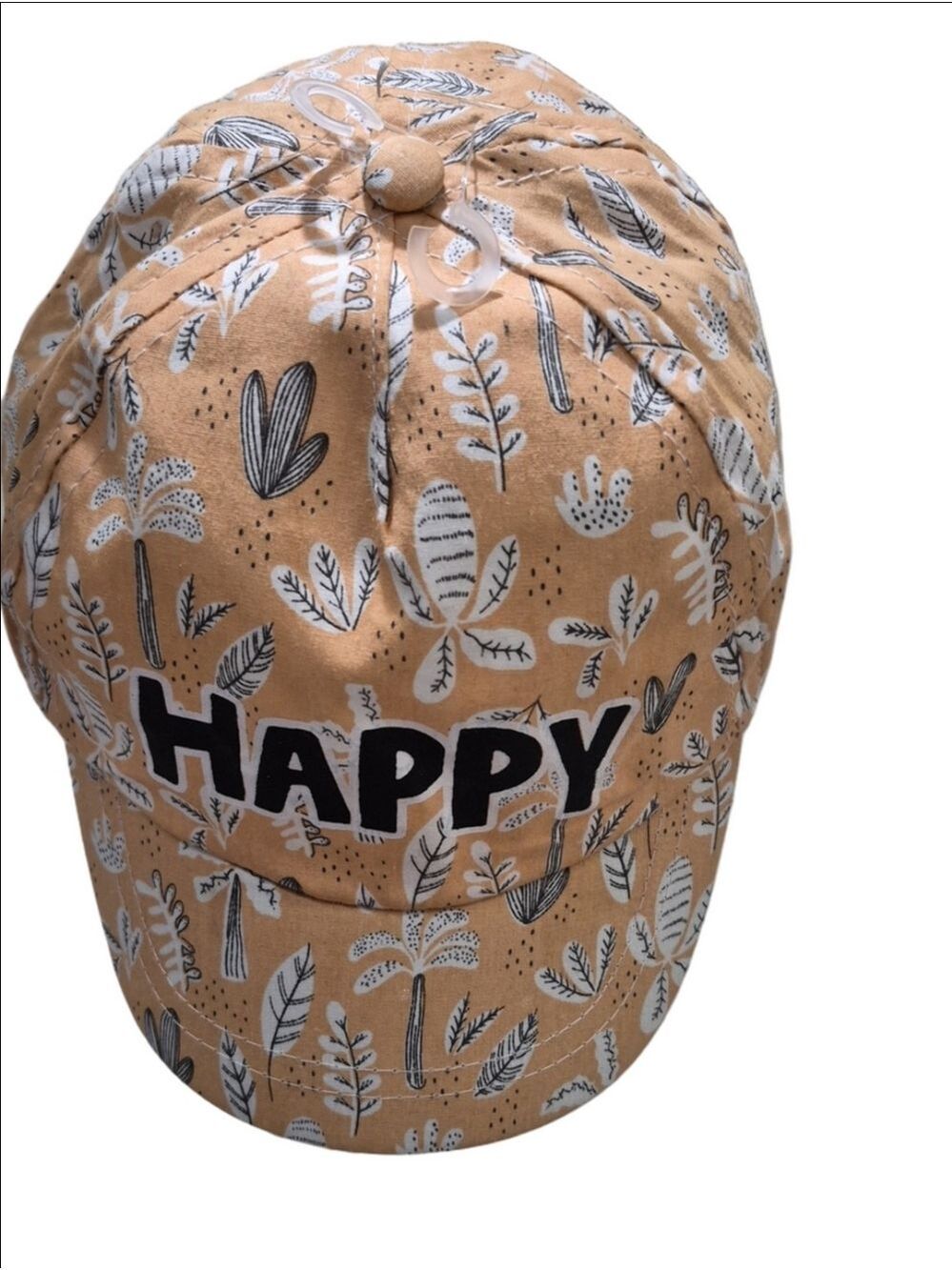So Cute Kids Yellow/Orange Botanical Happy Baseball Cap Hat Size 12-36M